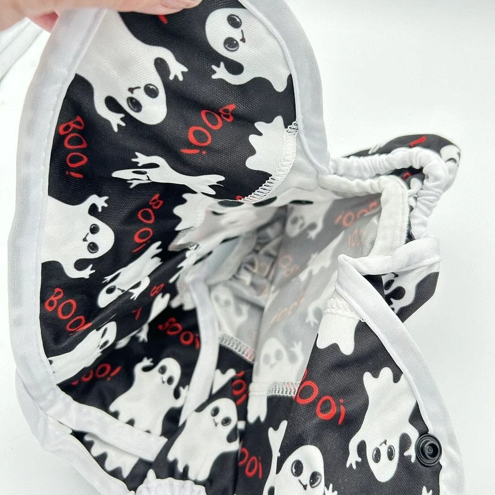 Baby Diaper Cover Adjustable Snap Ghost Print Halloween BooOne Size‎